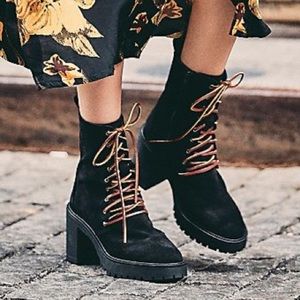 Free People Black Dylan Lace Up Boots Size 41